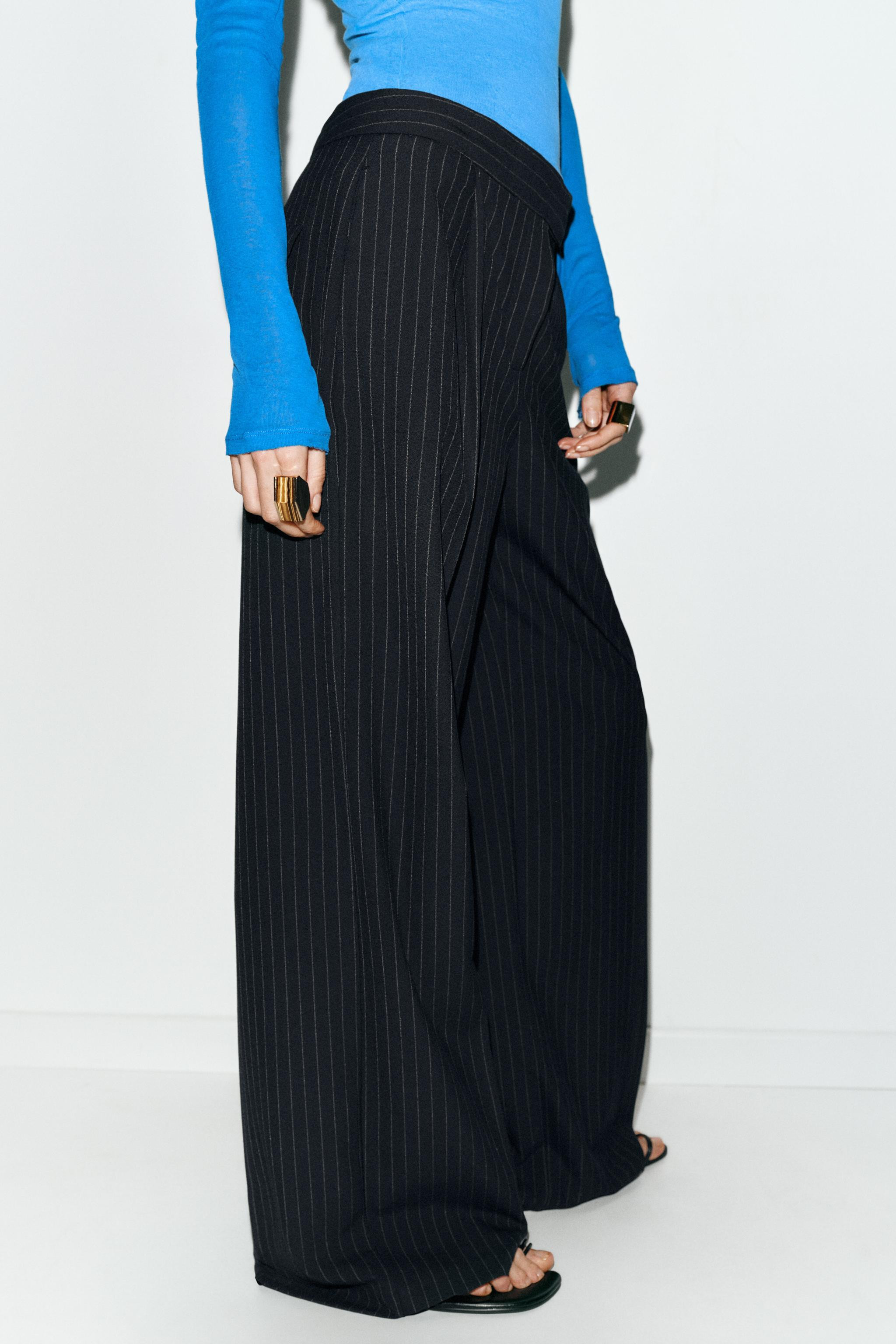 WIDE LEG PINSTRIPE PLEATED PANTS | Zara US