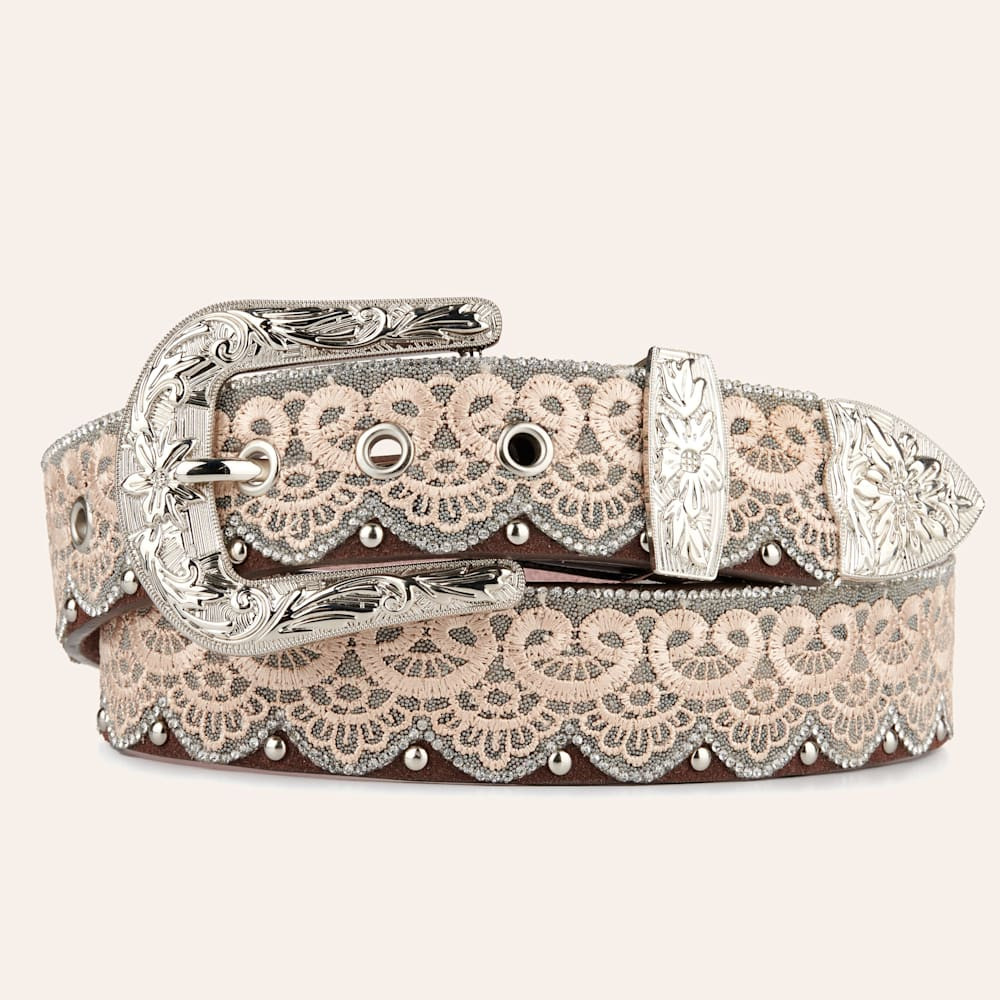 Angel Ranch Women's Brown Lace, Crystal and Stud Western Belt | Cavender's