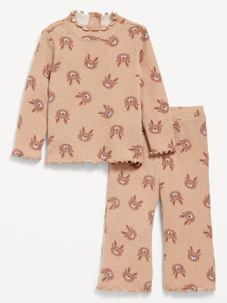 Long-Sleeve Plush Ribbed Top and Flare Pants Set for Baby | Old Navy (US)