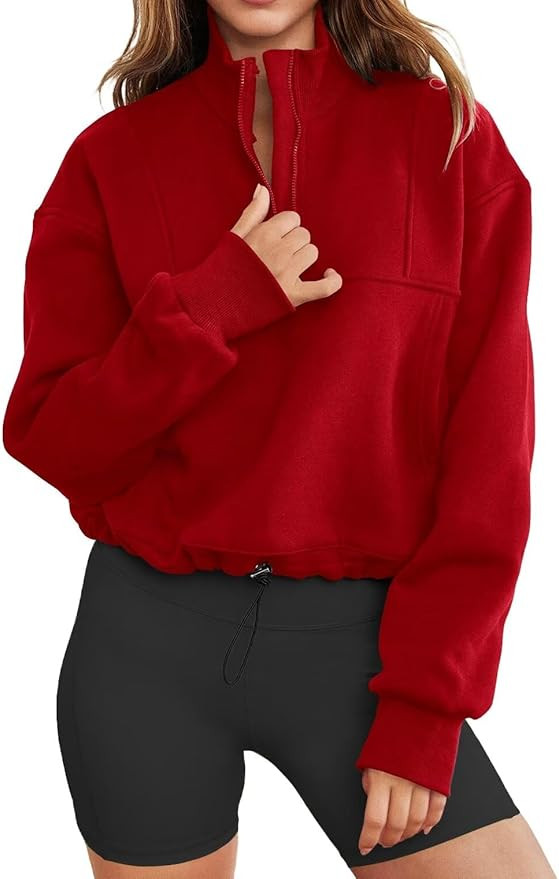 INFITTY Women's Half Zip Pullover Sweatshirts Quarter Zip Hoodies Long Sleeve Tops Fall Outfits 2... | Amazon (US)