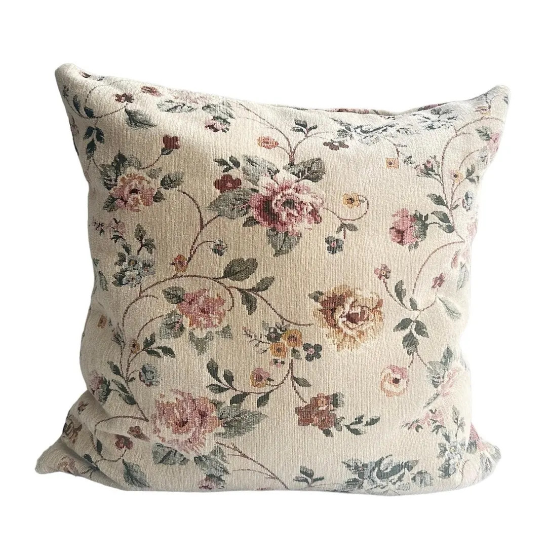 Tapestry Pillow Cover, Rose Woven Vintage Home Decor Pillow Cover, Decorative Farmhouse Throw Pil... | Etsy (US)