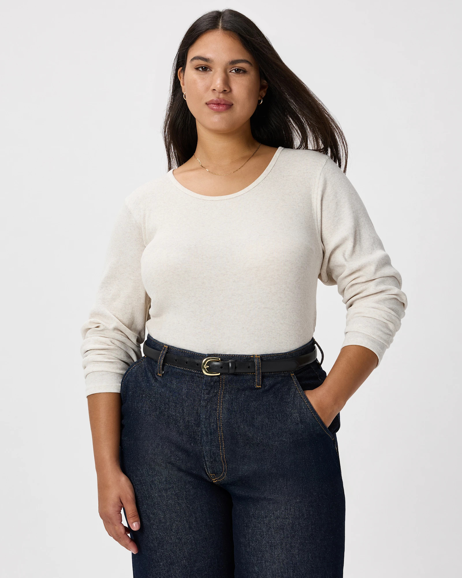 Organic Cotton Micro-Rib Long Sleeve Tee | Quince