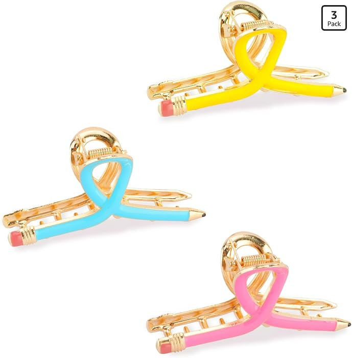 3Pcs Pencil Claw Clips Cute Unique Teacher Hair Clips for Funny Teacher Accessories Back To Schoo... | Amazon (US)