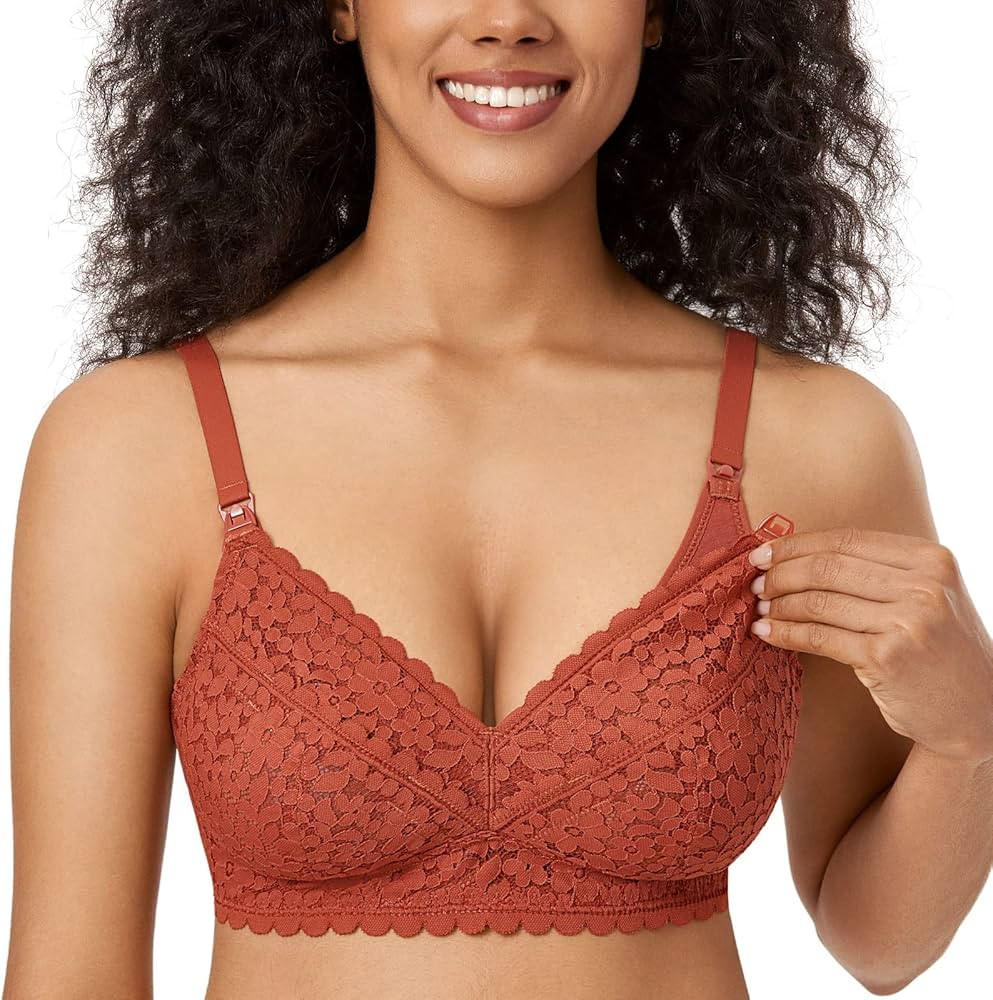 MOMANDA Women's Pumping Bra Hands Free Cute Lace Nursing Bras Support Maternity Breast Pump Bra | Amazon (US)
