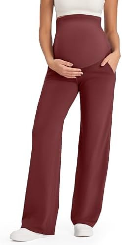 G4Free Maternity Pants Over The Belly Yoga Dress Work Pregnancy Pants Stretchy Lounge Wide Leg Tr... | Amazon (US)