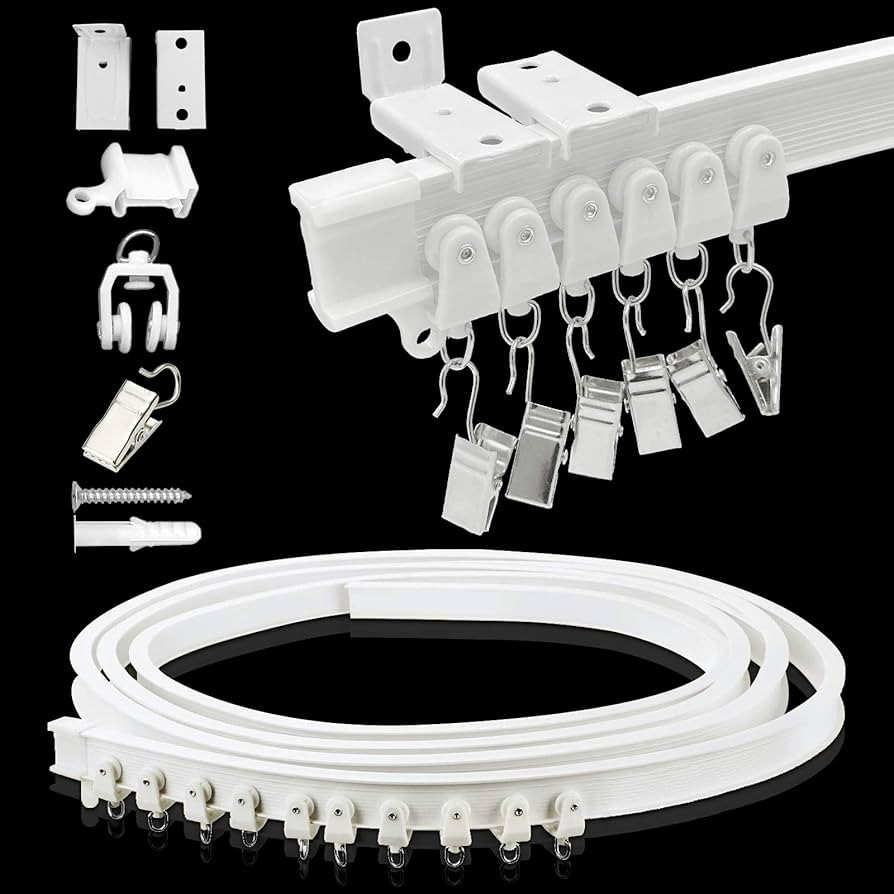 Ceiling Curtain Track, Curtain Track Ceiling Wall Mount – Two Ways To Install, 5 Meters/ 16.4 F... | Amazon (US)