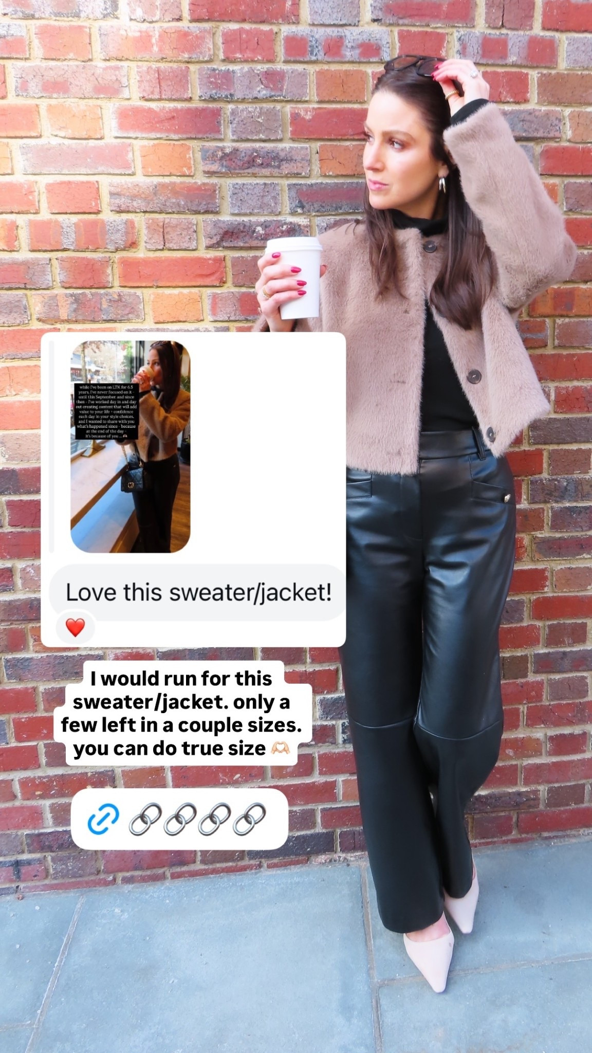 I would run for this sweater/jacket. only a few left in a couple sizes. you can do true size 🫶🏻