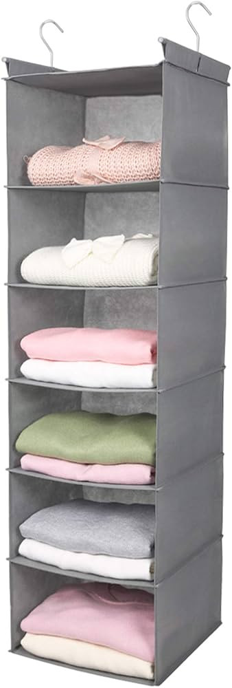 MAX Houser 6 Tier Shelf Hanging Closet Organizer, Closet Hanging Shelf with 2 Sturdy Hooks for St... | Amazon (US)