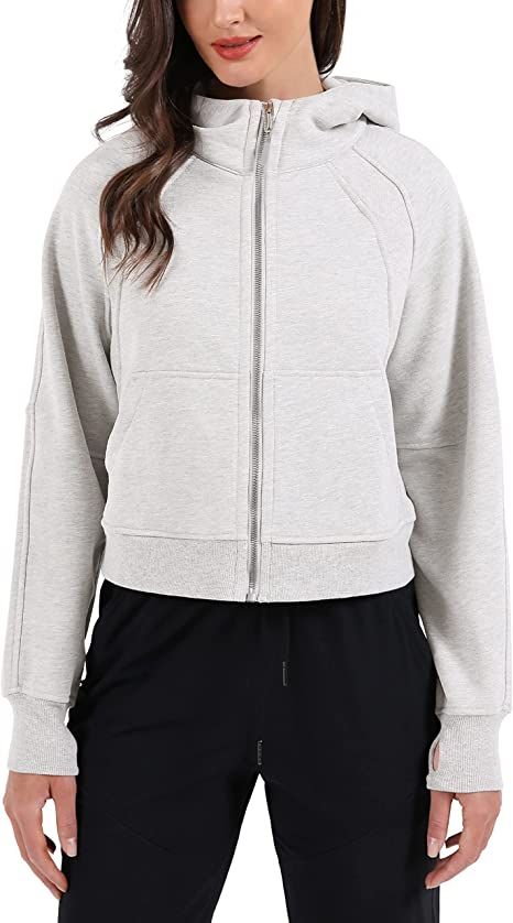 ODODOS Women's Hoodies Full / Half Zip Fleece Crop Pullover Long Sleeve Sweatshirts Cropped Tops ... | Amazon (US)