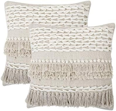 REDEARTH Tufted Throw Pillow Cushion Covers-Boho Textured Woven Decorative Cases Set for Couch, S... | Amazon (US)