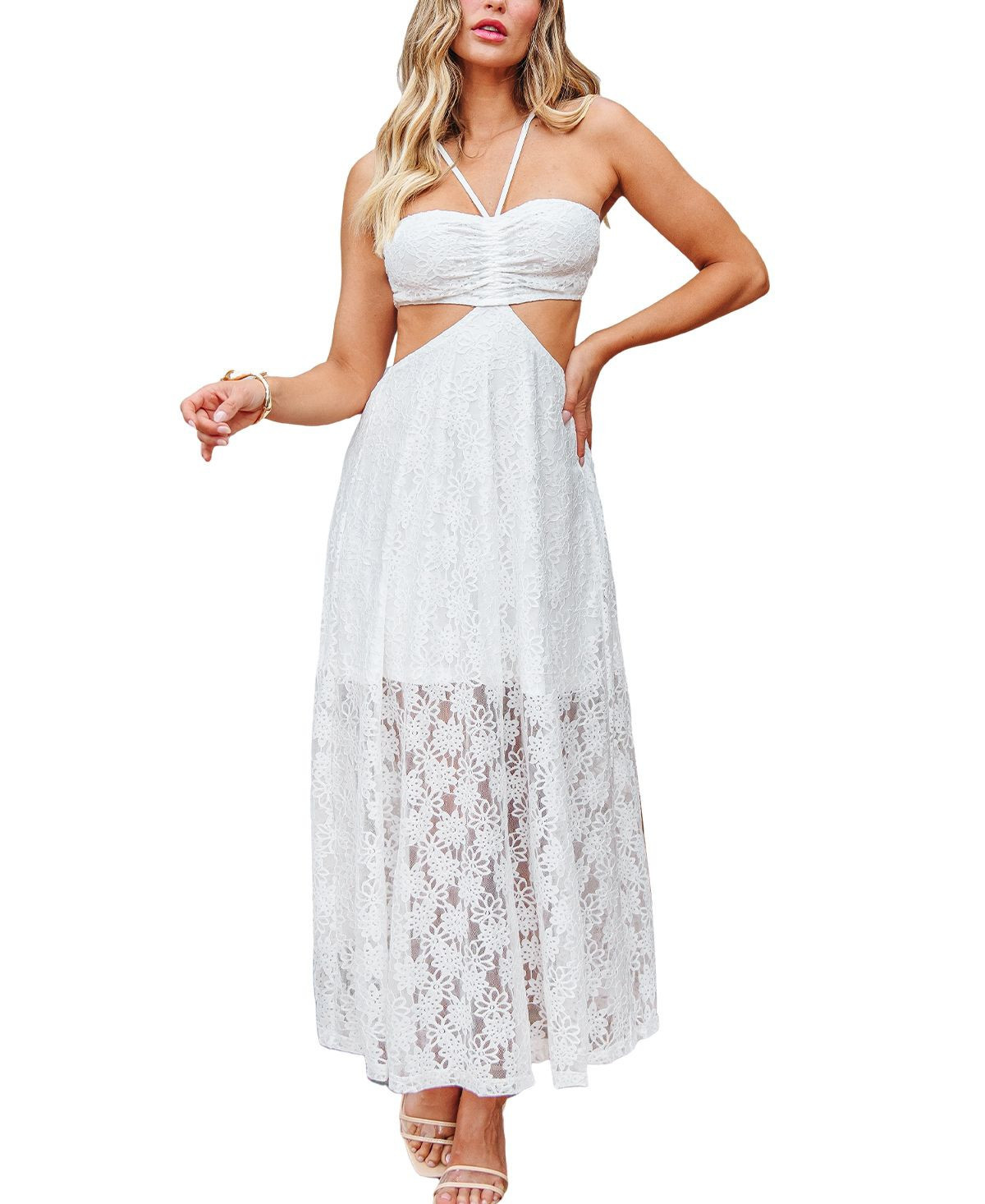 Cupshe Women's Flirty Finesse White Maxi Beach Dress - White | Macy's