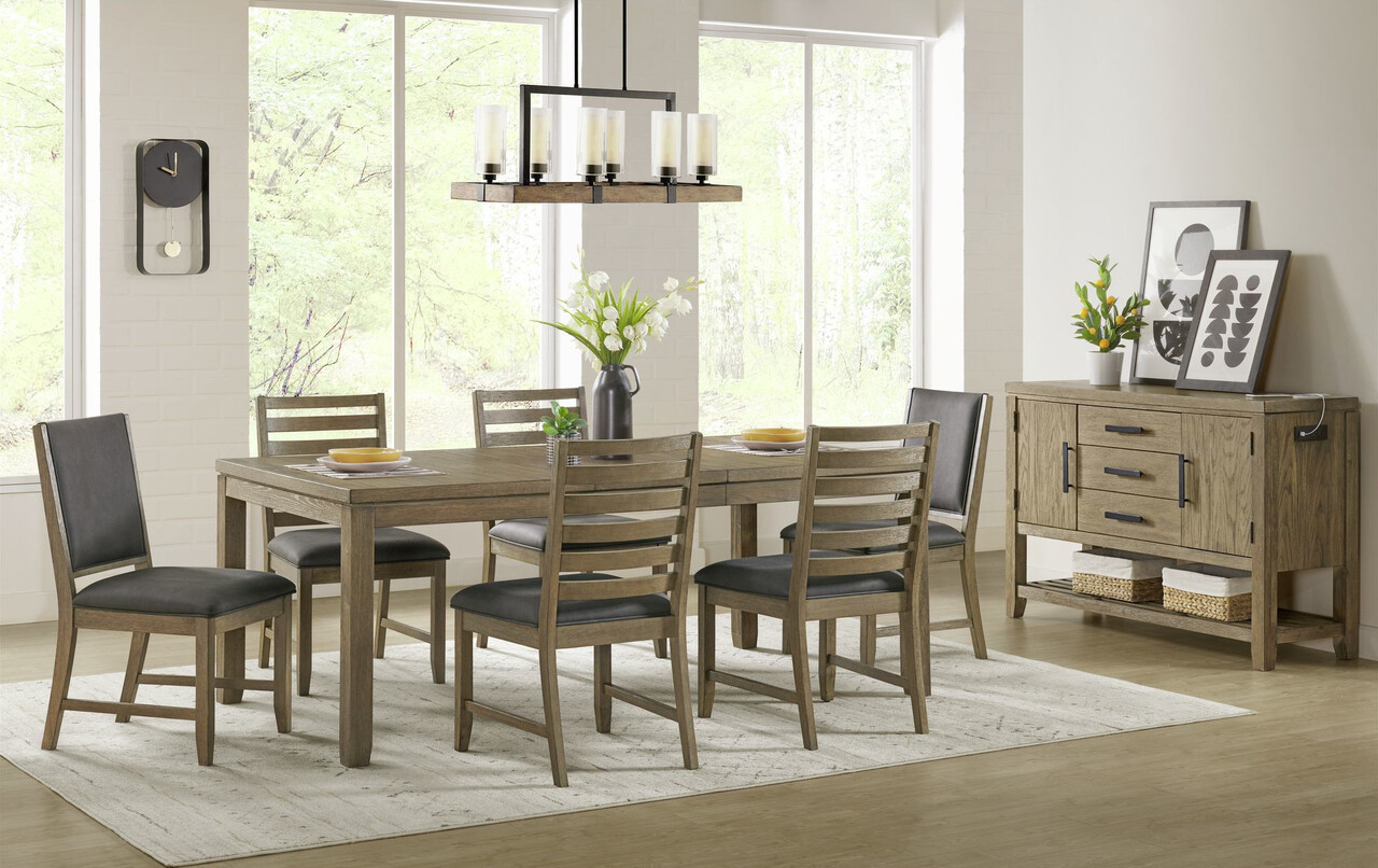 Saunders 8 Piece Extendable Dining Table Set In Brown | 1stopbedrooms
