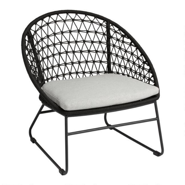 Black Crochet Woven Rapallo Outdoor Chair | World Market