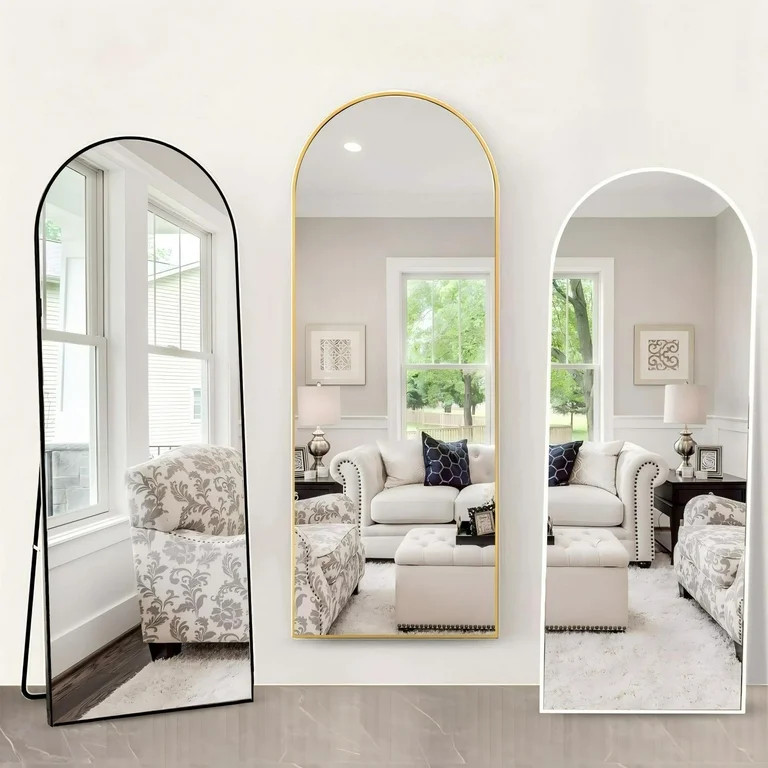 BEAUTYPEAK 76"x 35" Oversized Full Length Mirror Arch Standing Floor Mirror Full Body Mirror, Bla... | Walmart (US)
