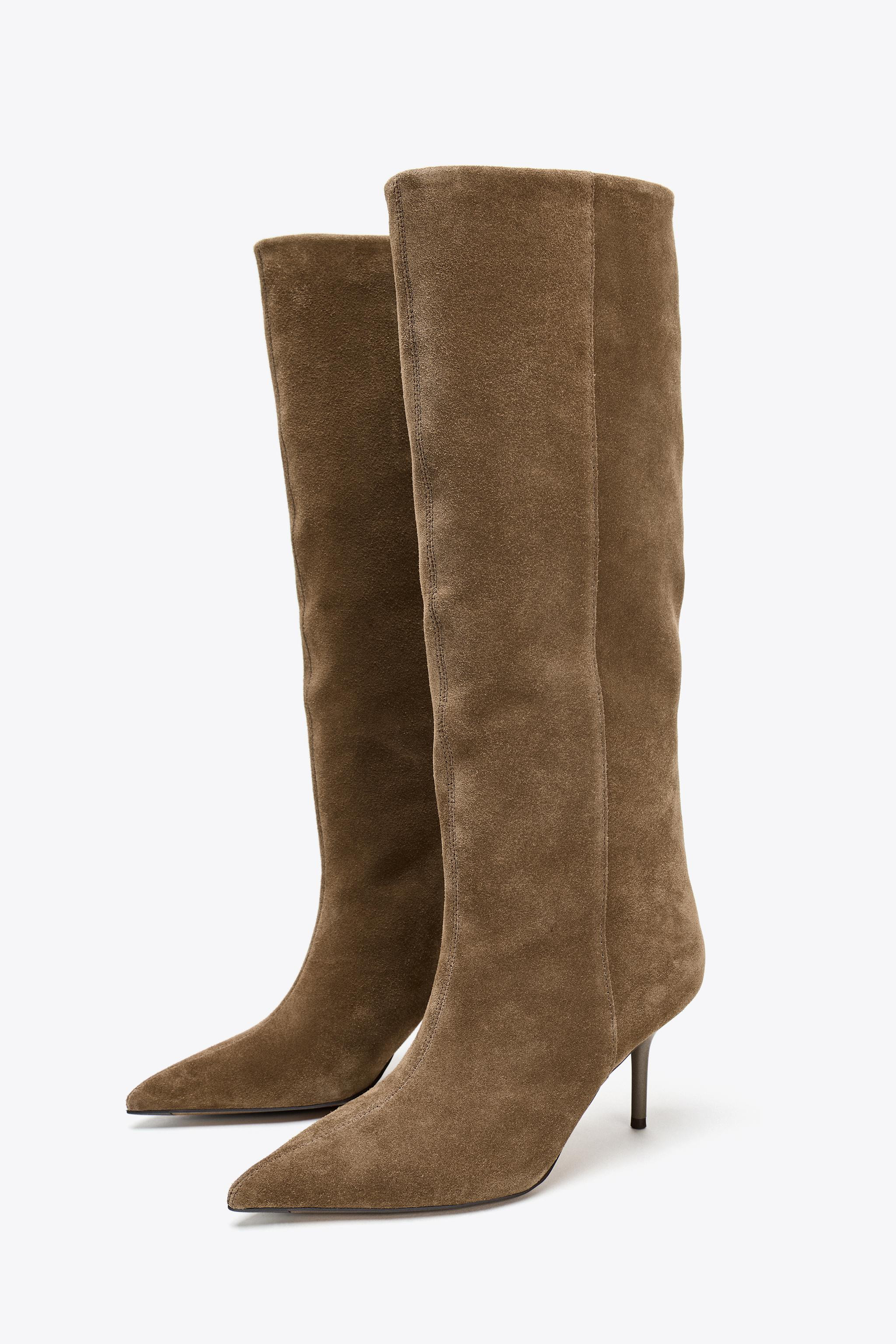 STIEFEFELETTE MIT STILETTOABSATZ AUS VELOURSLEDER | Zara DE