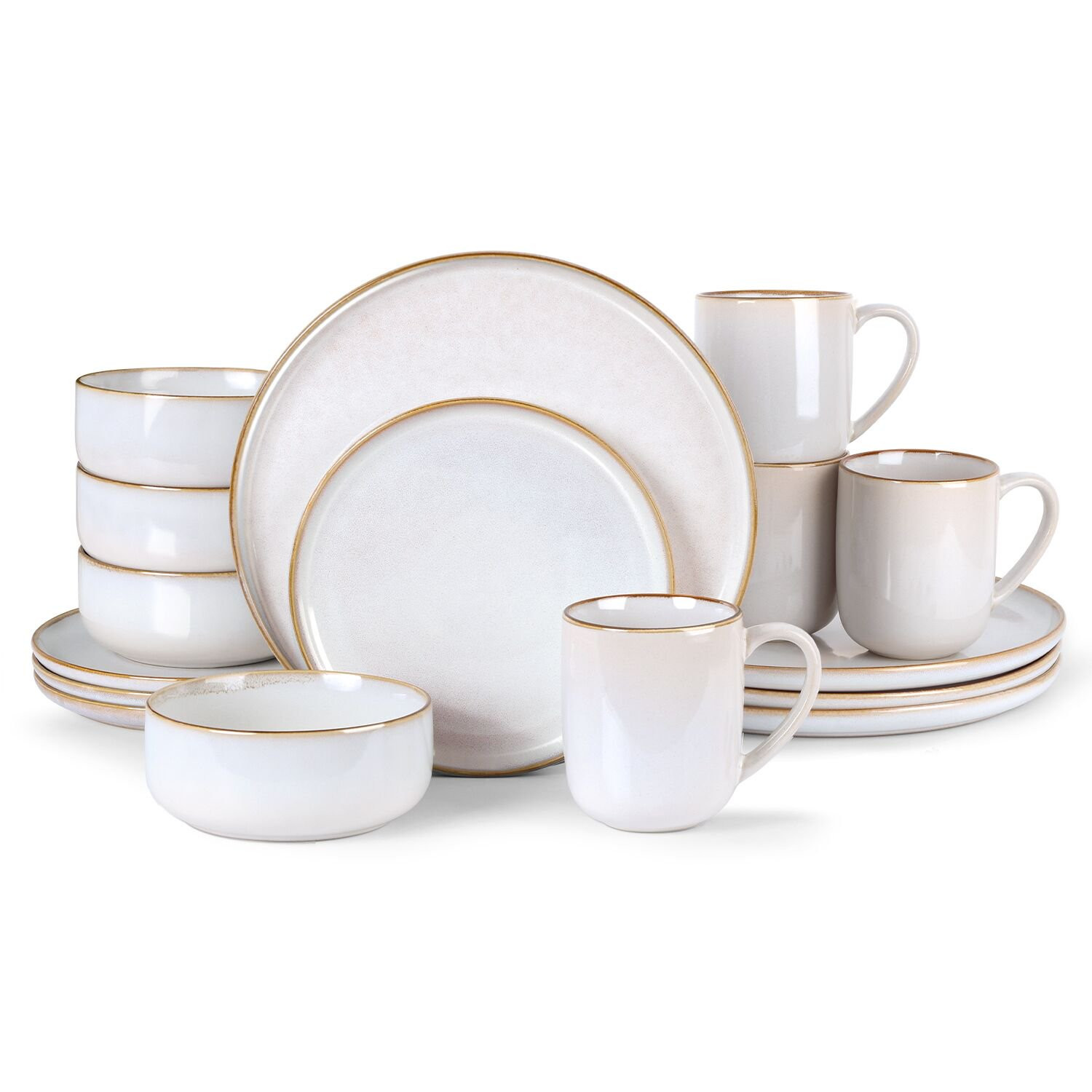 Vesteel Dinnerware Sets for 4, 16-Piece Stoneware Dish and Bowls Set, Handmade Reactive Glaze Cou... | Walmart (US)