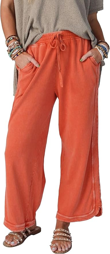 Women's Casual Wide Leg Pants High Waist Drawstring Sweatpants Baggy Athletic Trousers with Pocke... | Amazon (US)