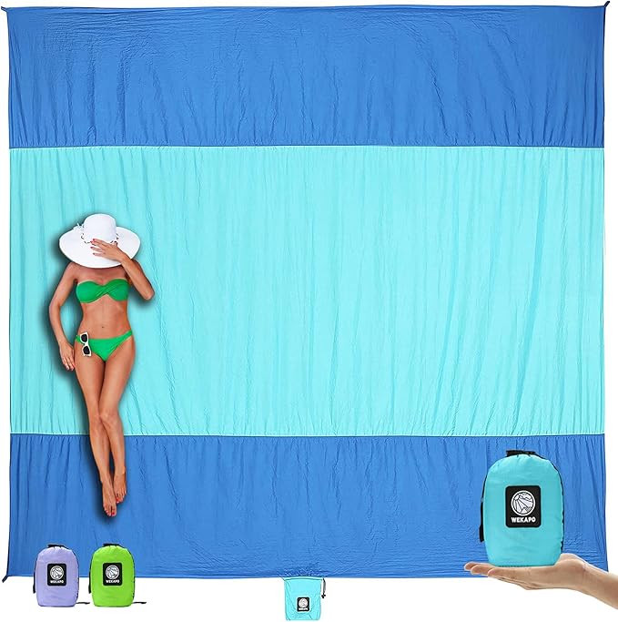 Wekapo Beach Blanket Sandproof, Extra Large Oversized 10'X 9' for 2-8 Person Beach Mat, Big & Com... | Amazon (US)