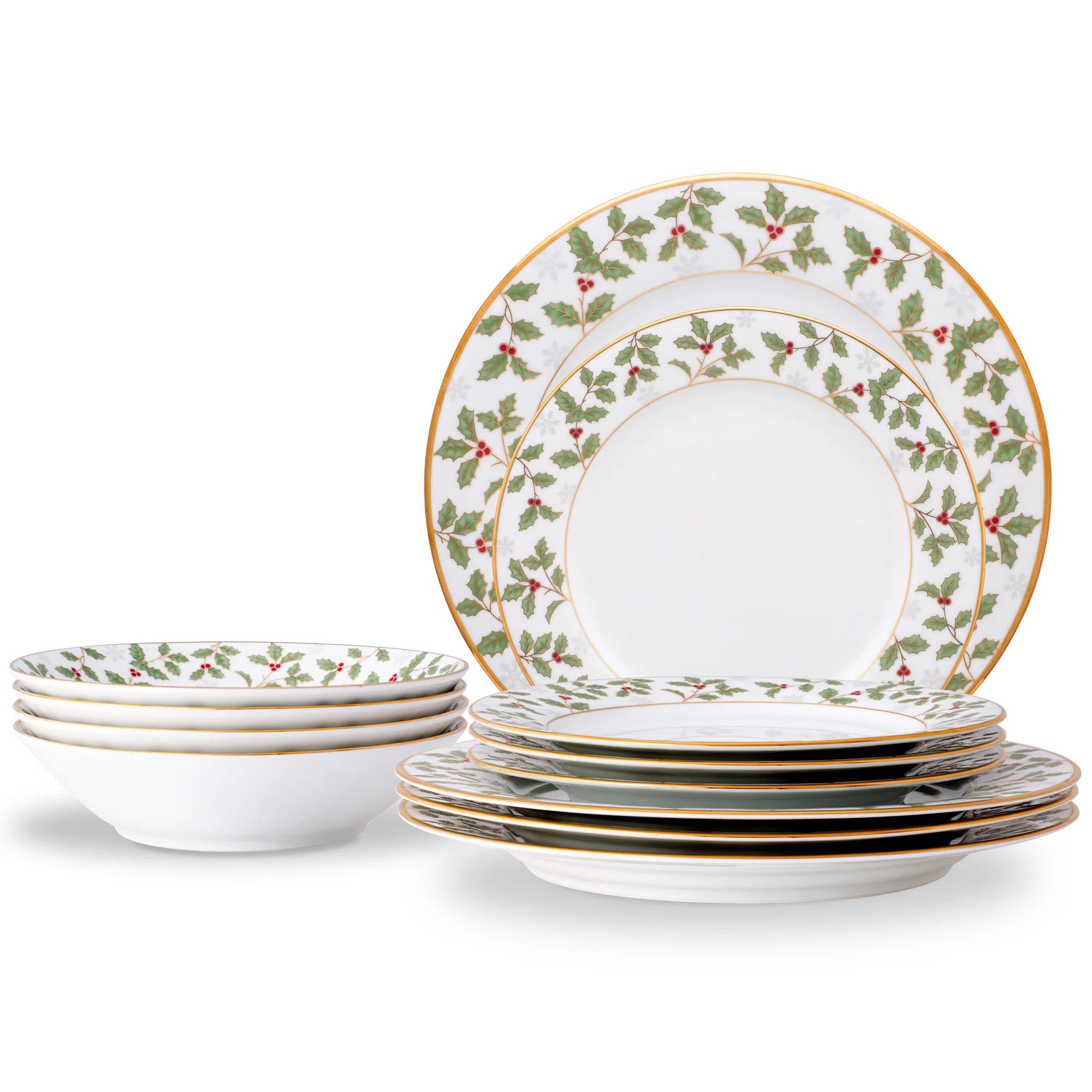 Noritake Holly and Berry Gold 12-Piece Dinnerware Set, Servicer For 4 | Wayfair North America