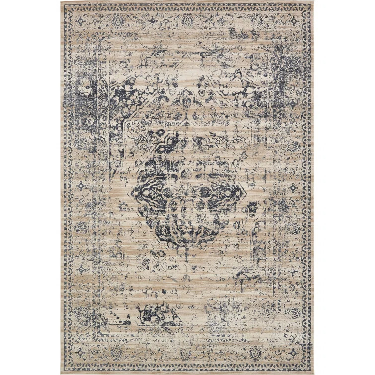 Lapointe Oriental Dark Blue/Beige/Cream Area Rug | Wayfair North America