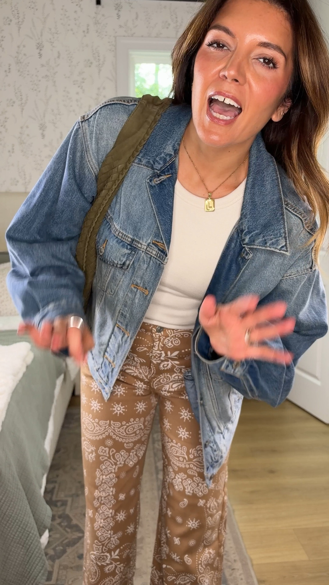 Viral bandana print jeans have a ton of stretch making them so comfy!! I’m 5’7”.