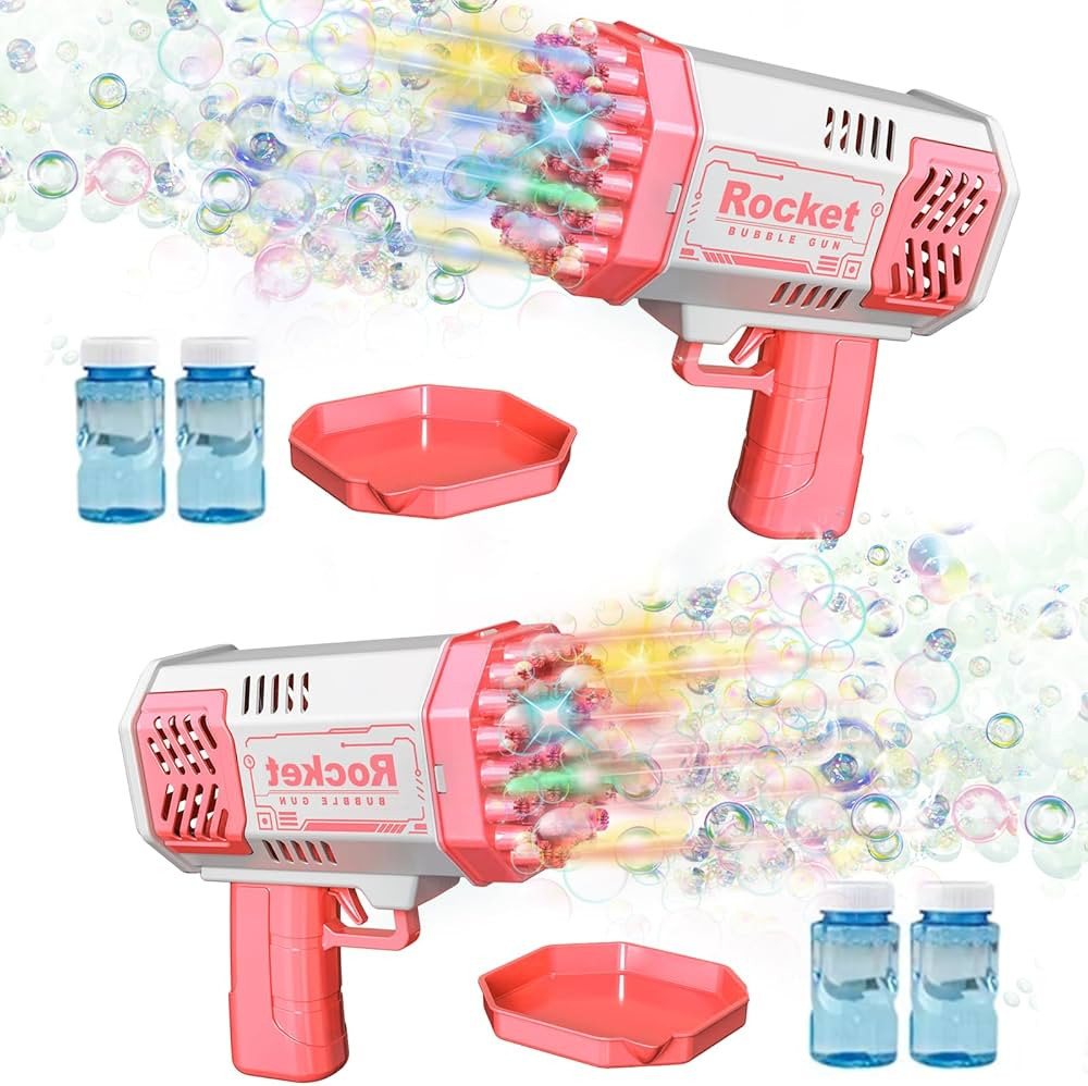 2 Packs Mini Bubble Gun for Kids Toddlers Automatic 40 Holes Bubble Blaster Gun Machine with Bubb... | Amazon (US)