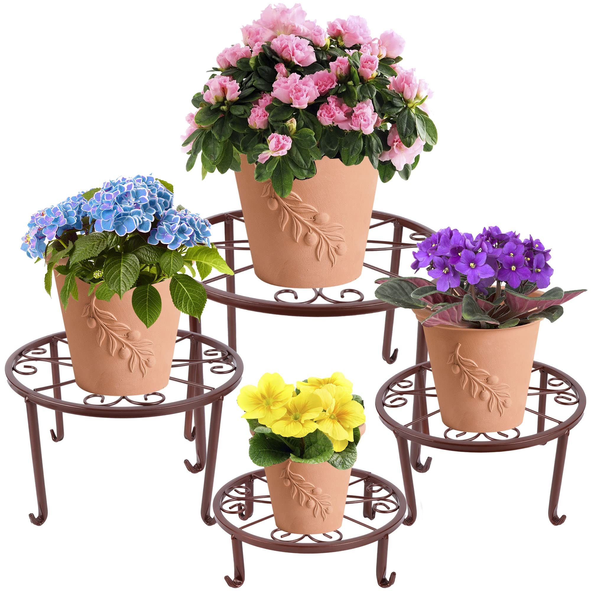 yosager 4 Pack Metal Plant Stands for Flower Pot, Heavy Duty Potted Holder, Indoor Outdoor Metal Rus | Amazon (US)