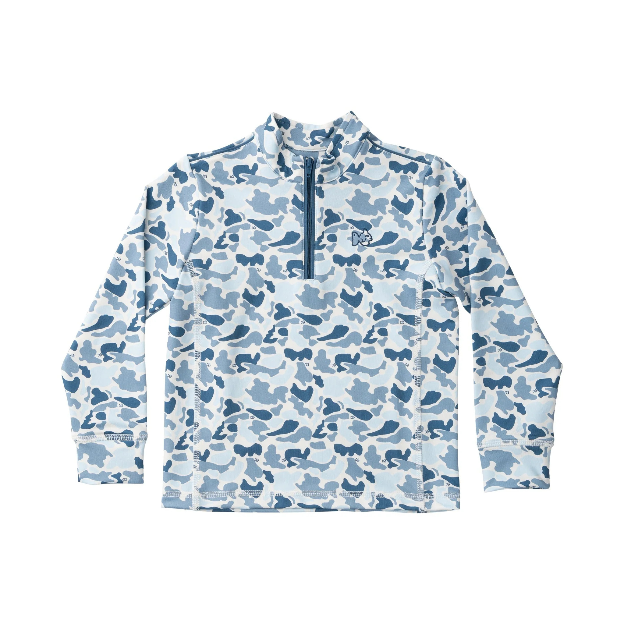 Boys PRO Performance Quarter Zip Pullover in Blue Break Point Camo | PRODOH