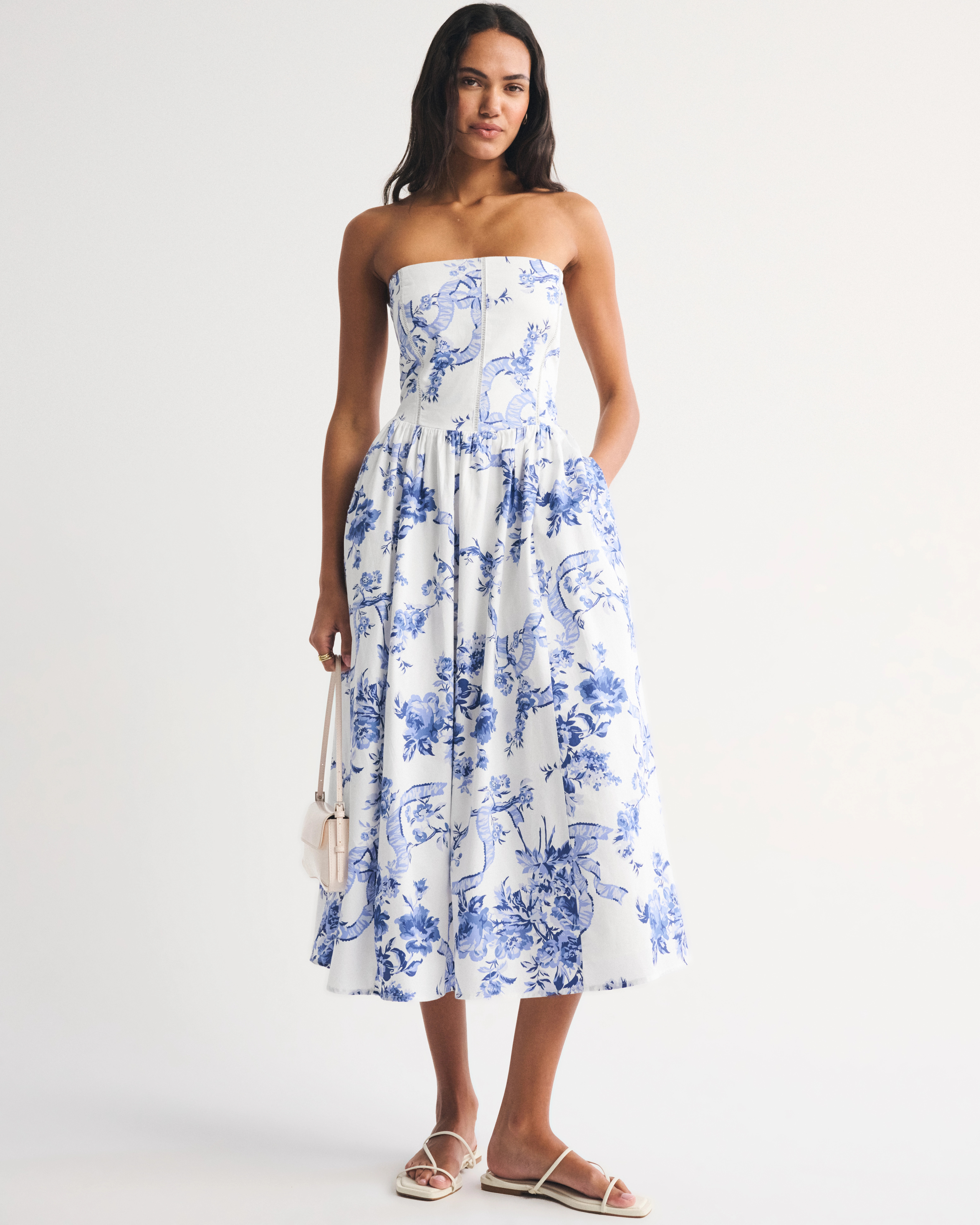 Bra-Free Dipped Waist Midi Dress | Abercrombie & Fitch (US)