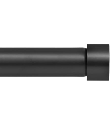 VOIIY Curtain Rods for Windows 48 to 84 Inch(4-7 Feet),Black 1'' Diameter Drapery Rods with End Cap Style Design,Modern Adjustable Heavy Duty Curtain Rod,Size:36''-88'' | Amazon (US)