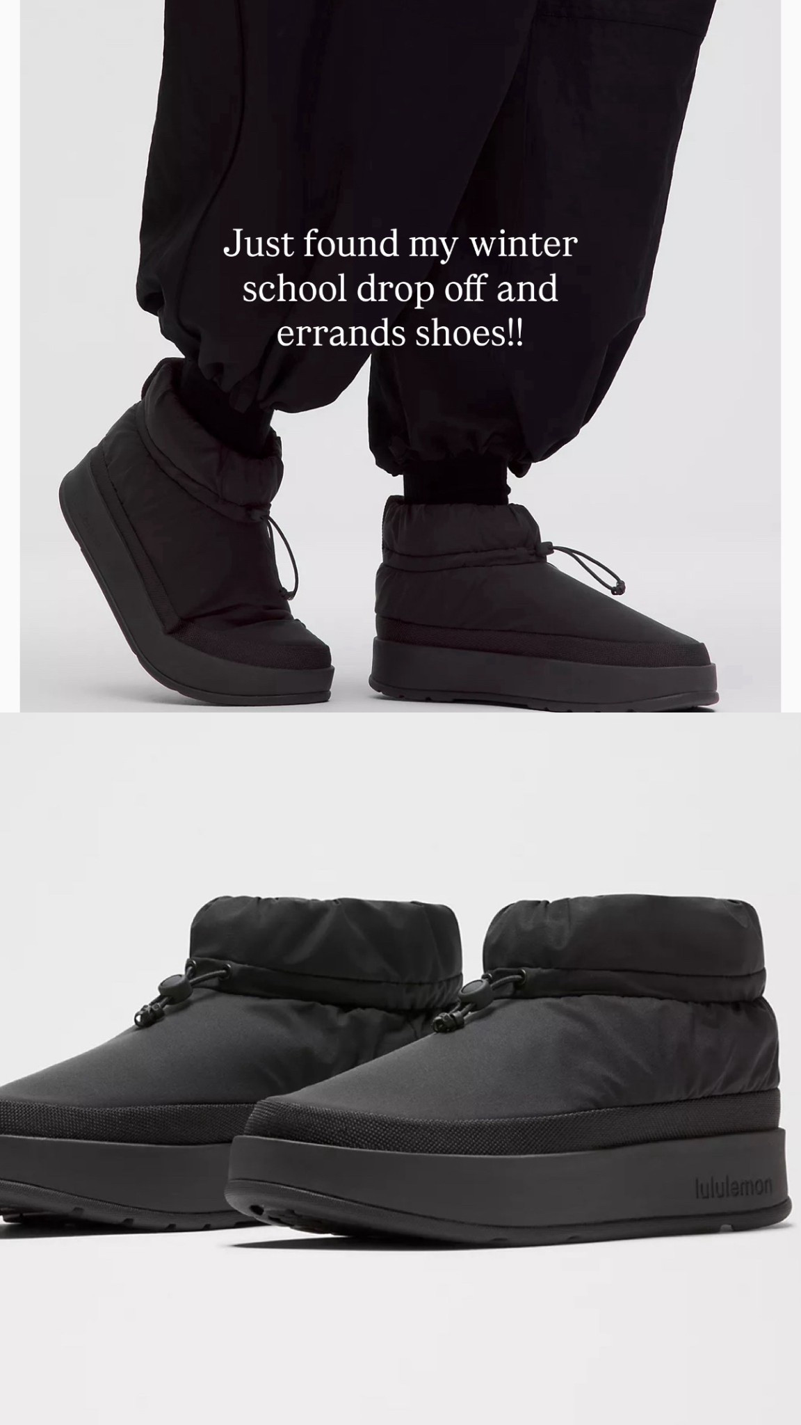 Lululemon booties! It’s like water resistant uggs. Love it 

#LTKcanada