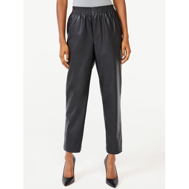 Scoop Women's Faux Leather Pull On Pant - Walmart.com | Walmart (US)