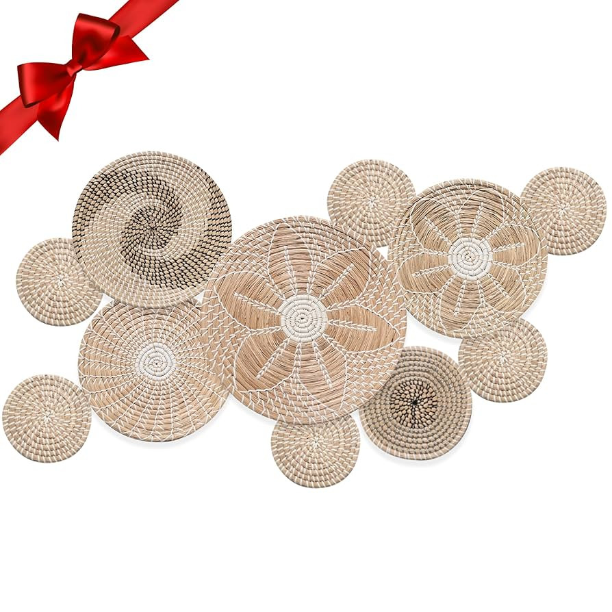 Amazon.com: Decocoon Set of 11 Decorative Wall Baskets Decor, Boho Baskets Wall Decor, Boho Wall ... | Amazon (US)