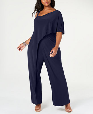 R & M Richards Plus Size One-Shoulder Jumpsuit & Reviews - Pants & Capris - Women - Macy's | Macys (US)