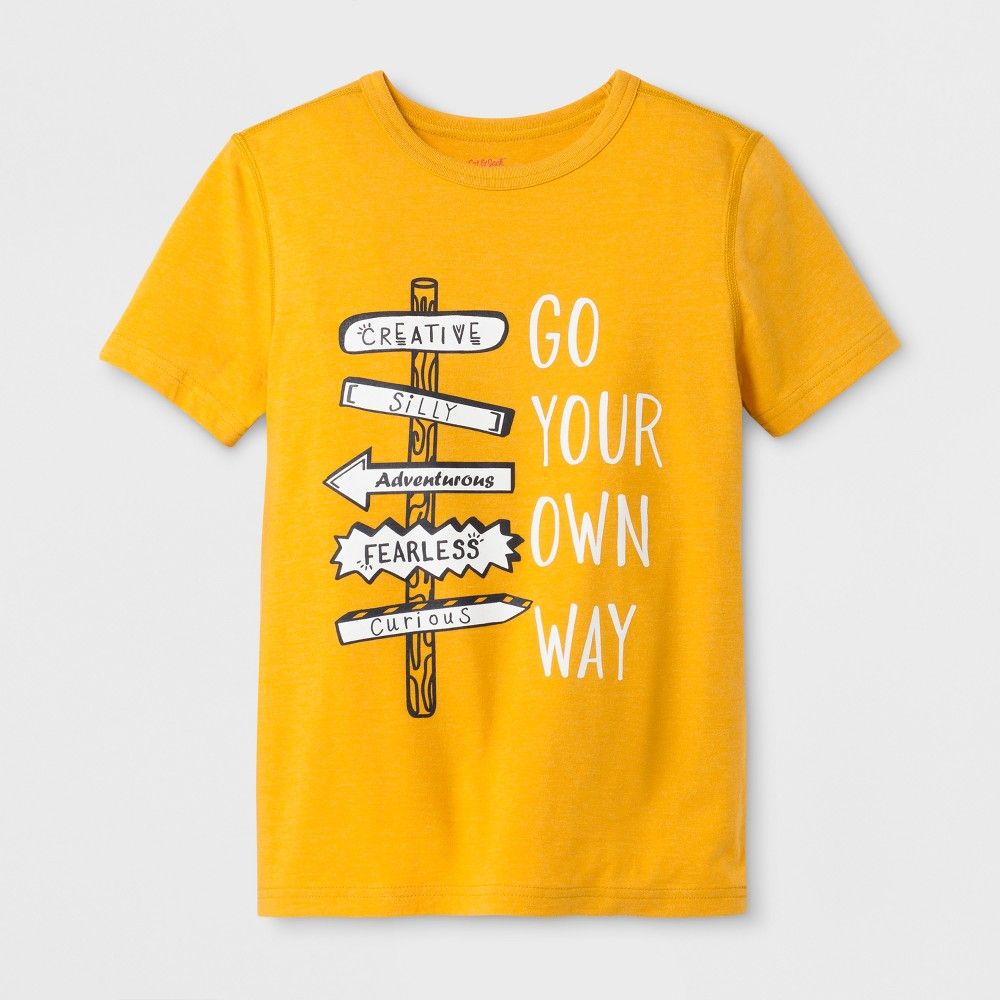 petiteBoys' Adaptive Short Sleeve Go Your Own Way Graphic T-Shirt - Cat & Jack Mustard Yellow S, Boy's, Size: Small | Target