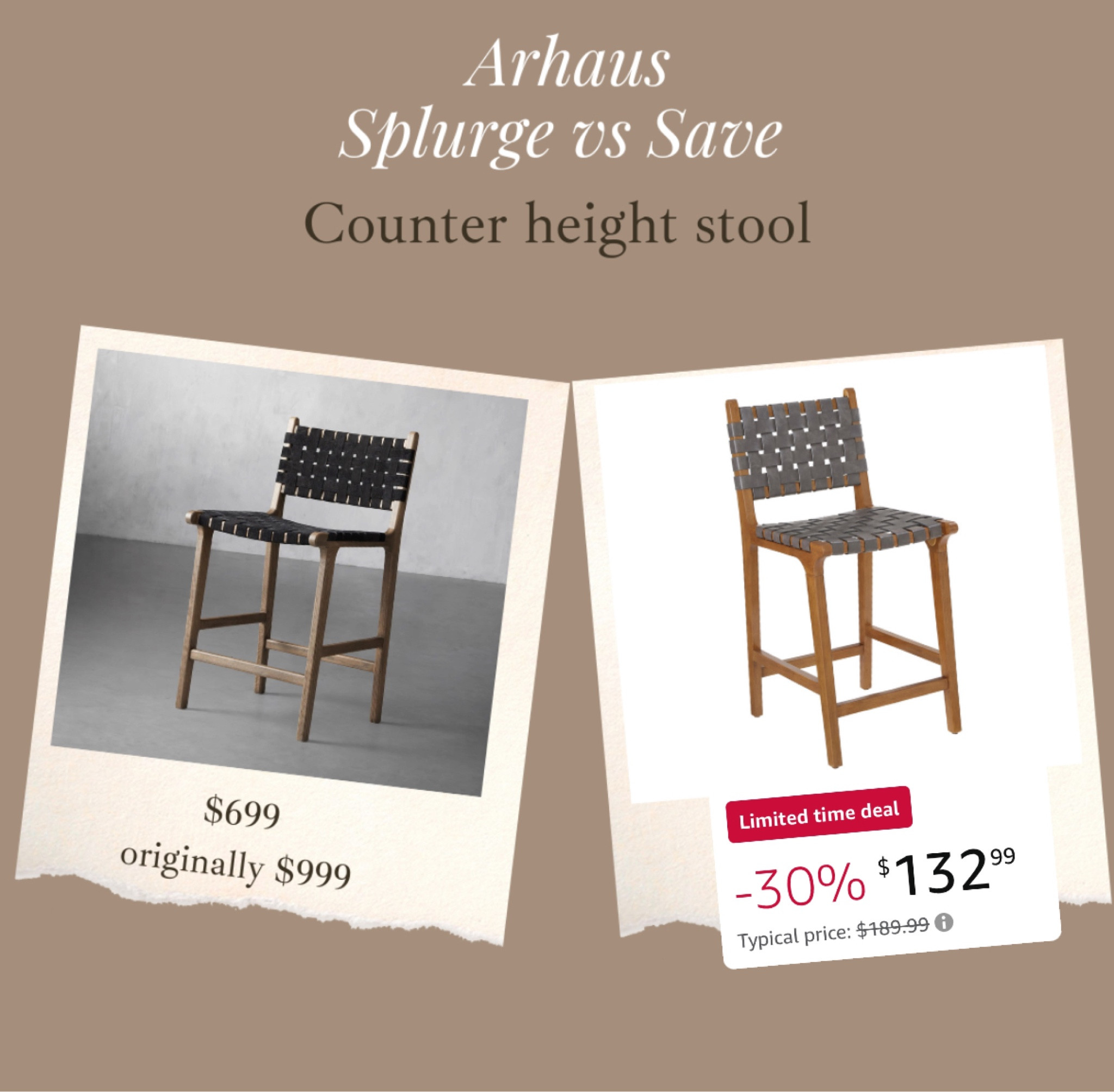 Arhaus inspired counter height stool is on sale!!! & the Arhaus one is also $300 off if you want to splurge! 

#LTKhome #LTKsalealert