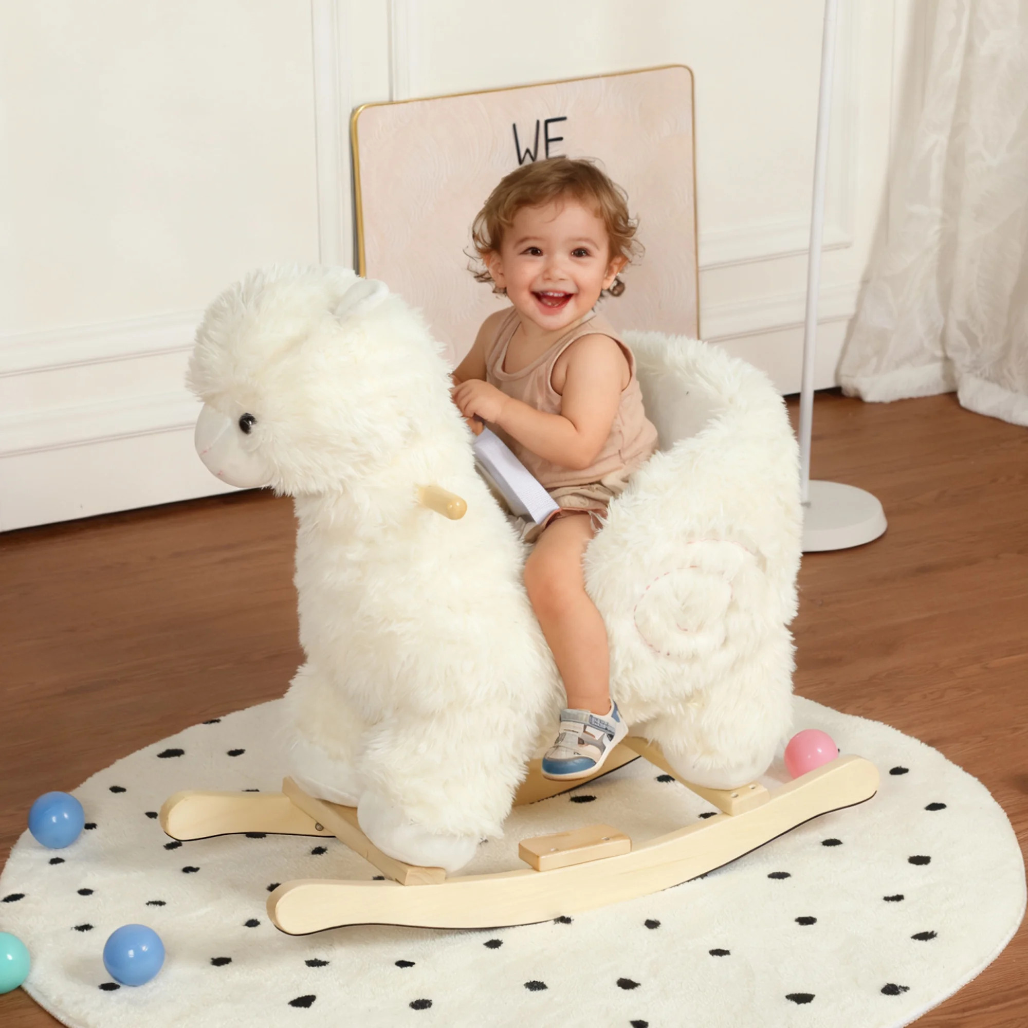 Alvantor Kids Ride on Rocking Horse for 1-3 Years Plush Alpaca Rocking Toy with Music and Safety ... | Walmart (US)