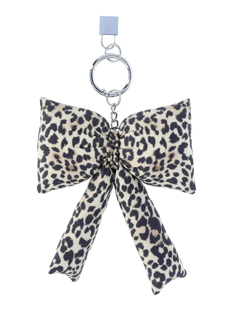 No Boundaries Women's Bag Charm, Leopard Puffer Bow | Walmart (US)