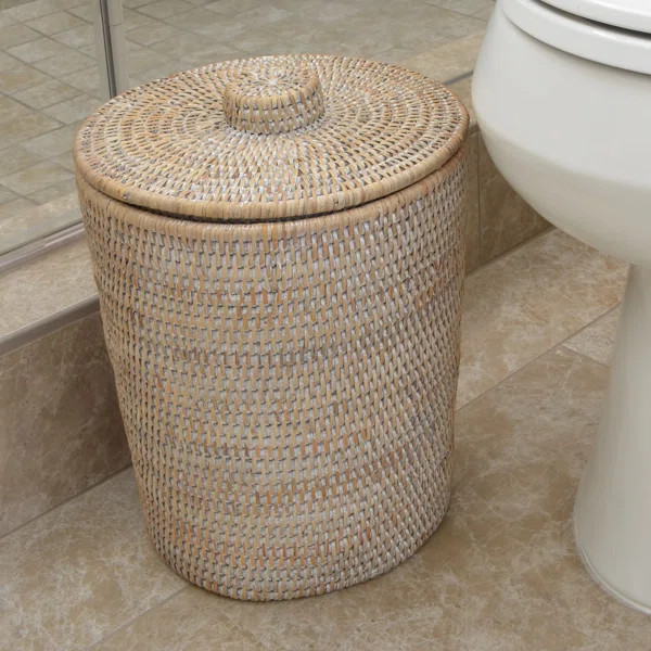Marionville Wicker/Rattan Manual Lift Trash Can | Wayfair North America