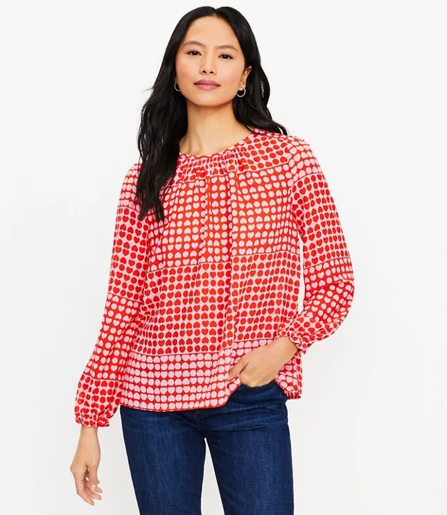 Heart Ruffle Cuff Blouse | LOFT