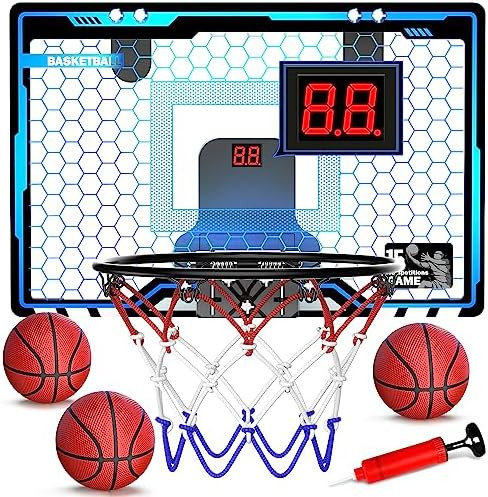 HopeRock Indoor Mini Basketball Hoop for Kids, Basketball Hoops Over The Door with LED Lighting, ... | Amazon (US)