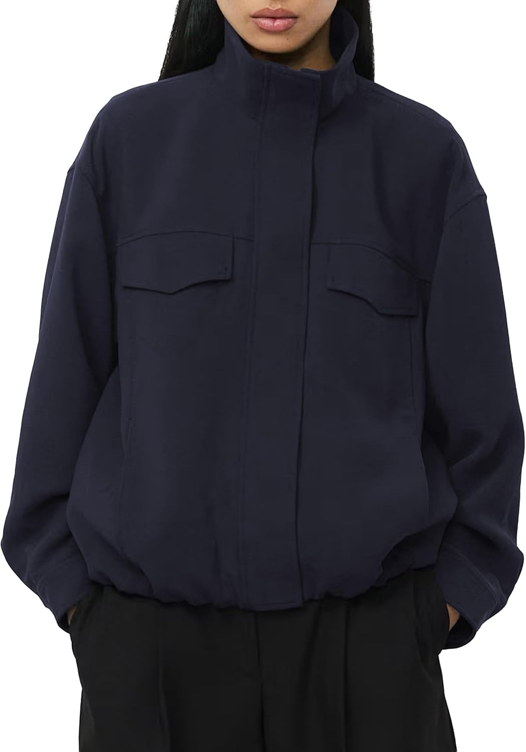 Women Cropped Bomber Jacket Oversized Utility Outwear | Amazon (US)