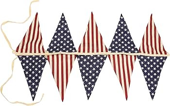 Vintage Stars and Stripes American Flag Bunting Banner, 5 Meter Cotton Garland with 10 Double-Sid... | Amazon (US)