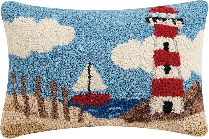 Peking Handicraft Lighthouse 8" x 12" Hooked Wool Pillow | Amazon (US)