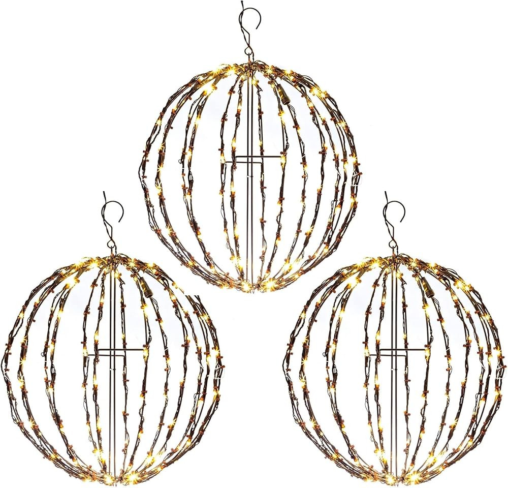 Elf Logic 3 Pack 16” Outdoor/Indoor LED Christmas Light Balls. Durable, Waterproof, Long-Lastin... | Amazon (US)