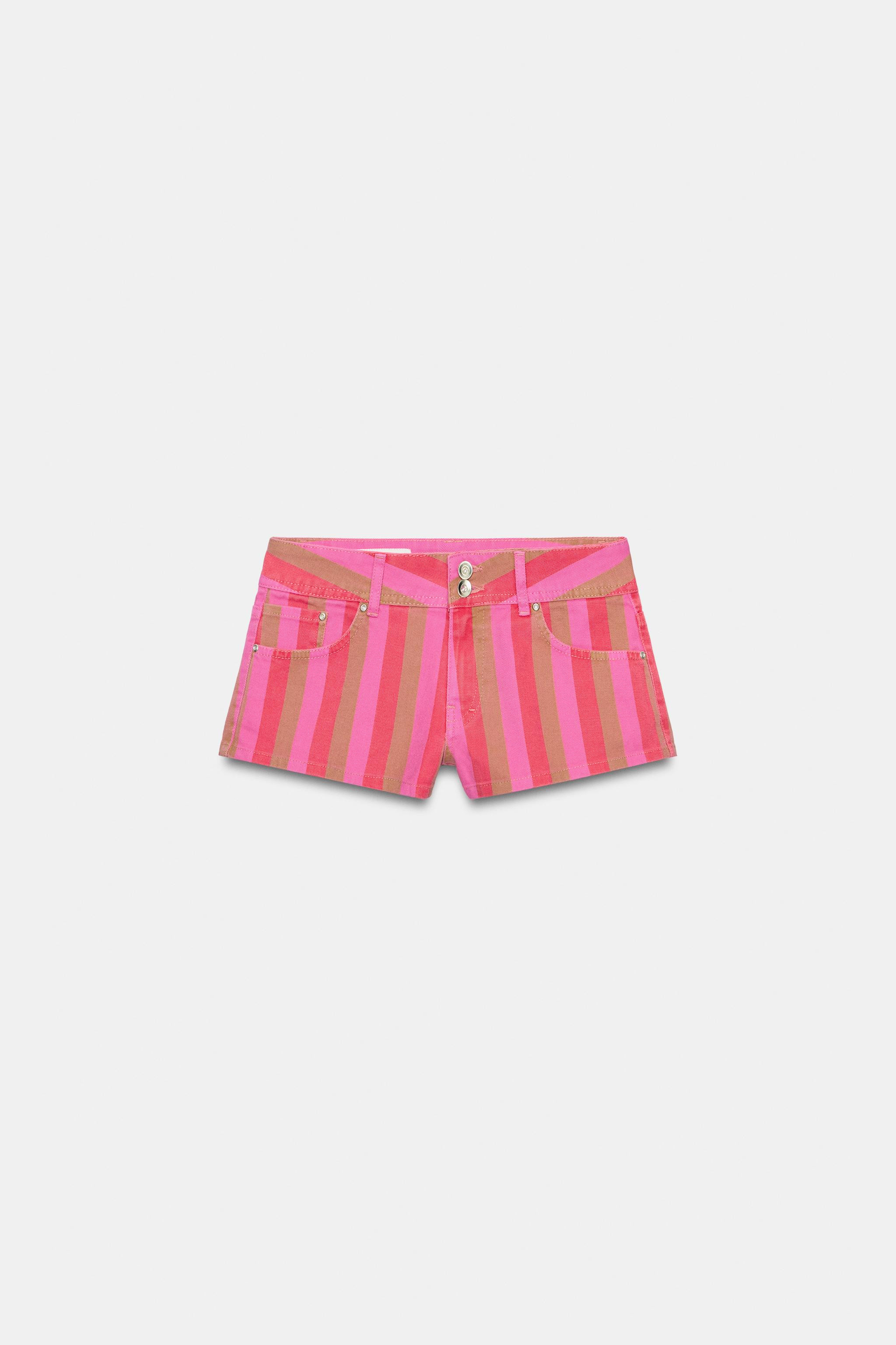 TRF STRIPED MINI DENIM SHORTS | Zara UK