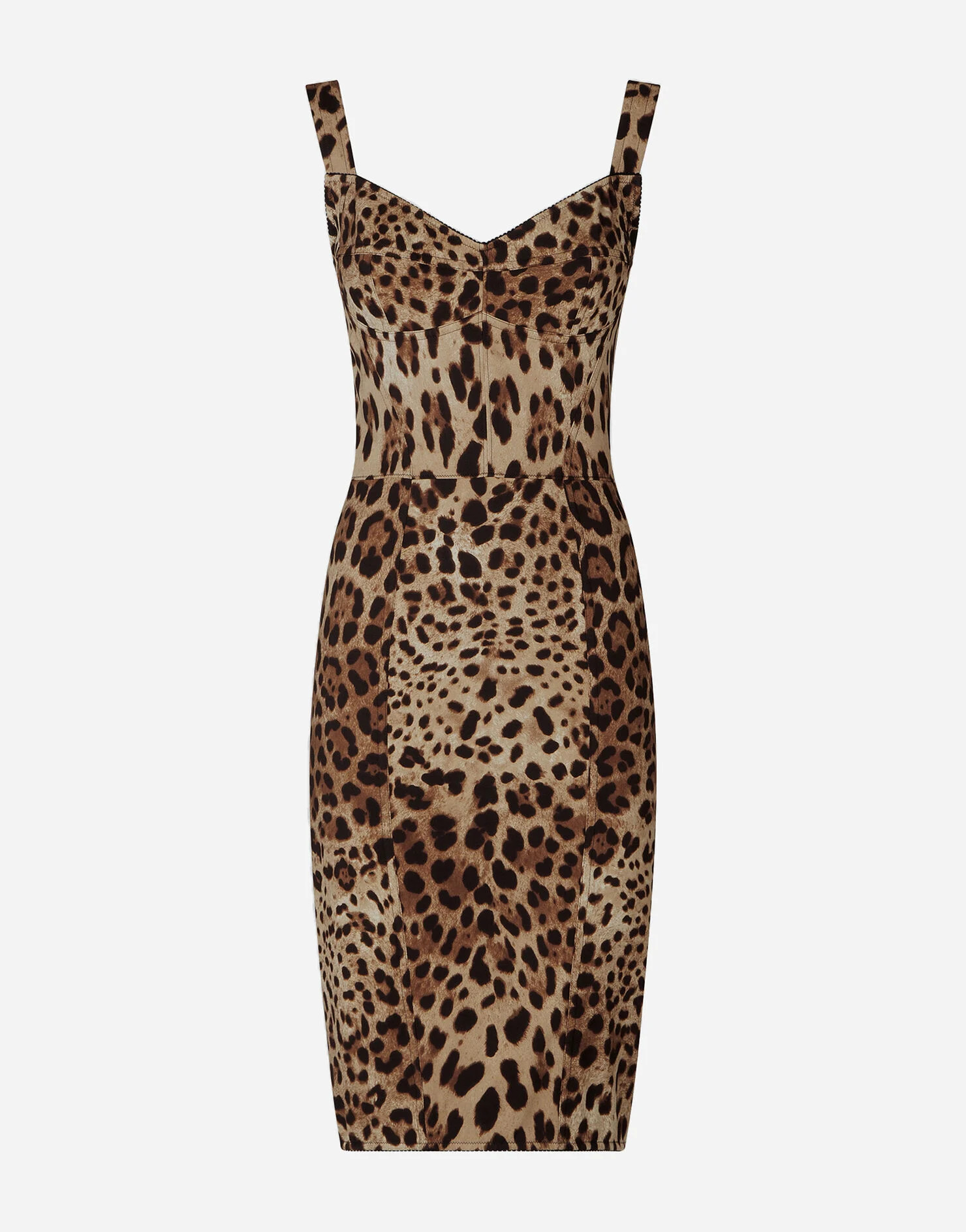 Leopard-print cady corset-style midi dress | Dolce & Gabbana US