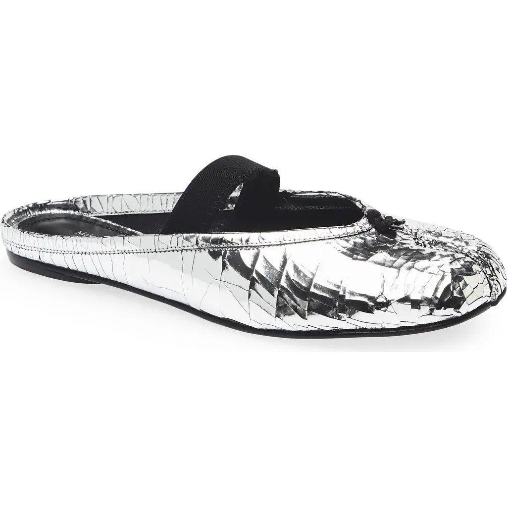 Maison Margiela Tabi Ballerina Mary Jane Mule in Silver/Black at Nordstrom, Size 9.5Us | Nordstrom