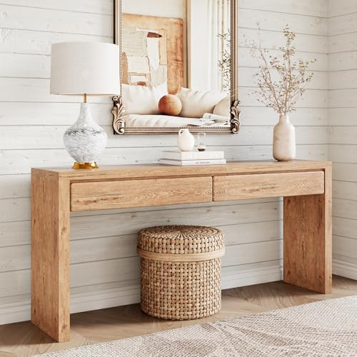 63" Long Console Table with 2 Drawers for Living Room, Modern Farmhouse Entryway Table Behind Cou... | Amazon (US)