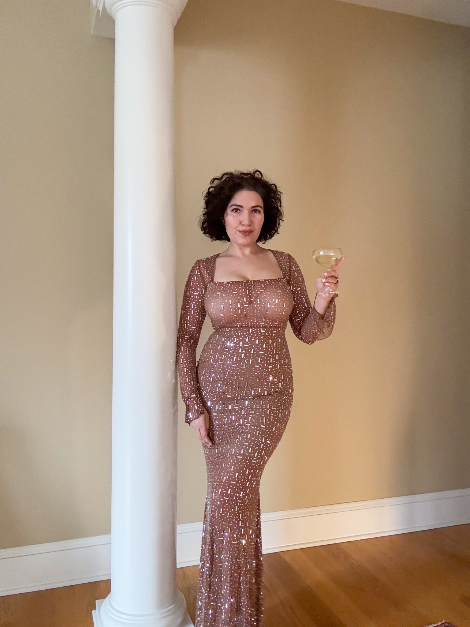 Nye dress, special occasion dress, occasionwear, wedding guest dress, formalwear, brown dress, sparkly dress 

#LTKHoliday #LTKOver40